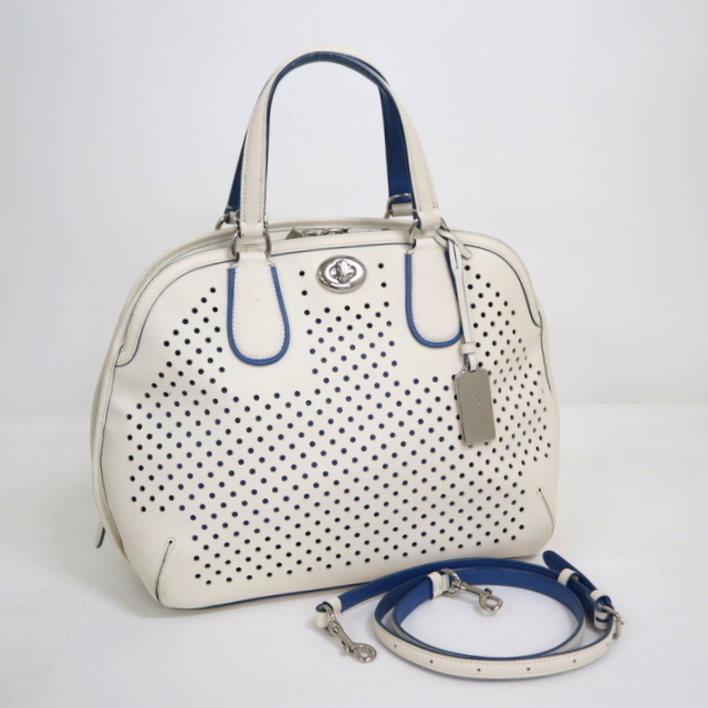 Coach Punching Shoulder Bag White